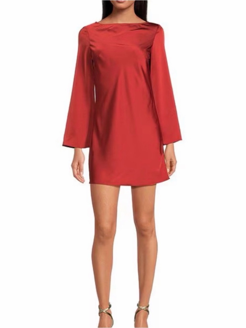 Gianni Bini Dionne Satin Long Sleeve Open Back Mini Dress